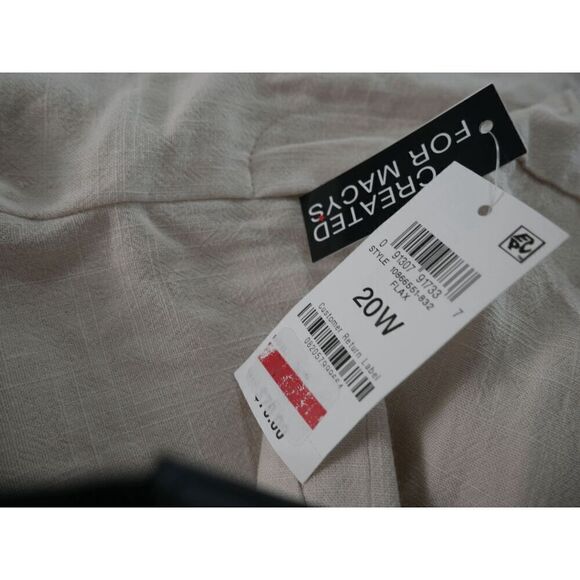 Bar III Women's Plus Size Textured Wide-Leg Cropped Pants flax 20W - Picture 8 of 10